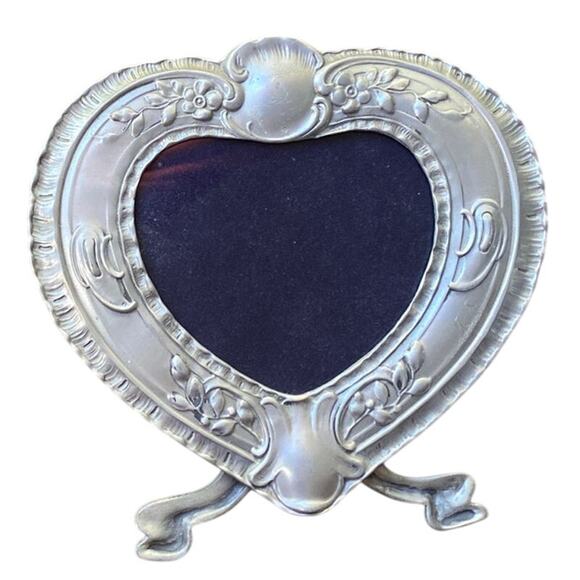 Elias Artmetal Fine Pewter & Sterling Heart Victorian Style RARE & VINTAGE Frame - Picture 1 of 13